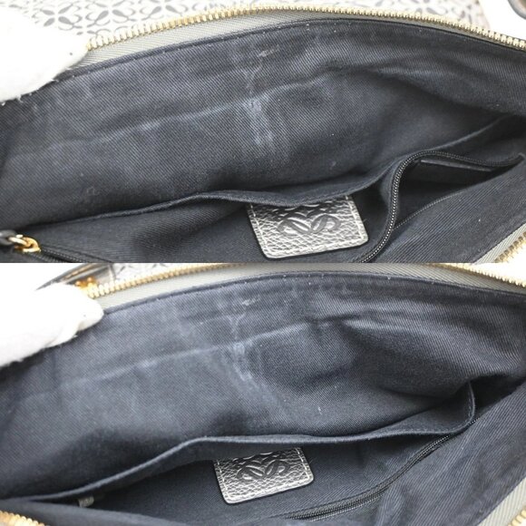LOEWE Logo New Road Crossbody Shoulder Bag Canvas Leather Gray GHW 30KB767 - Picture 15 of 16